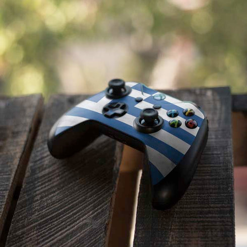 Greece Flag Distressed Xbox One X Controller Skin